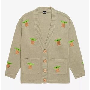 Star Wars The Mandalorian The Child Embroidered Women’s Cardigan Size M …